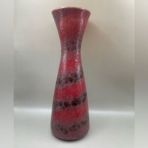 Vintage Scheurich Keramik Red/black Fat Lava Germany Pottery 10” Vase #102125